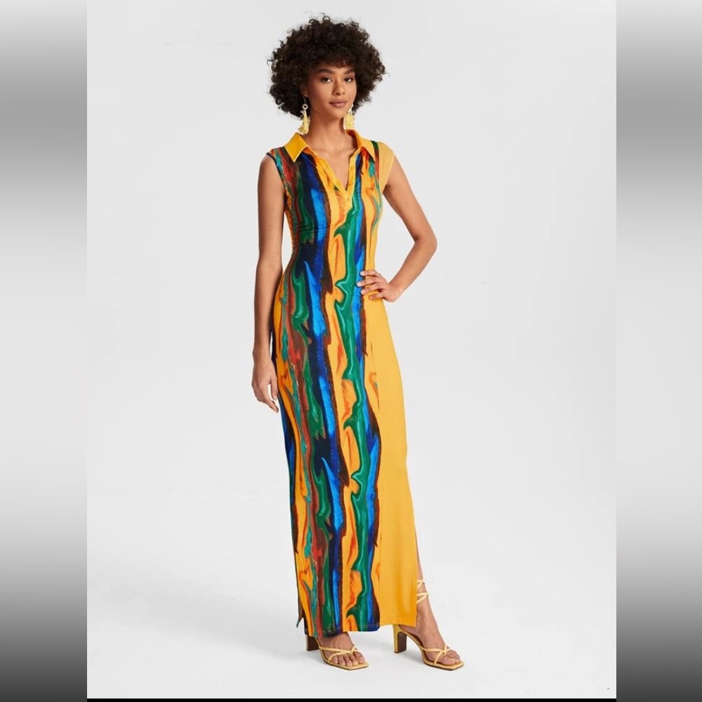 NWT Colorful Side Split Maxi Dress